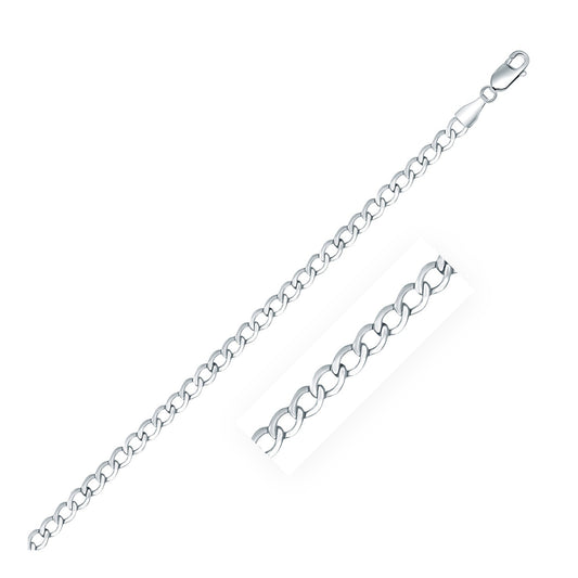 Size: 20'' - Rhodium Plated 3.7mm Sterling Silver Curb Style Chain (3.70 mm)