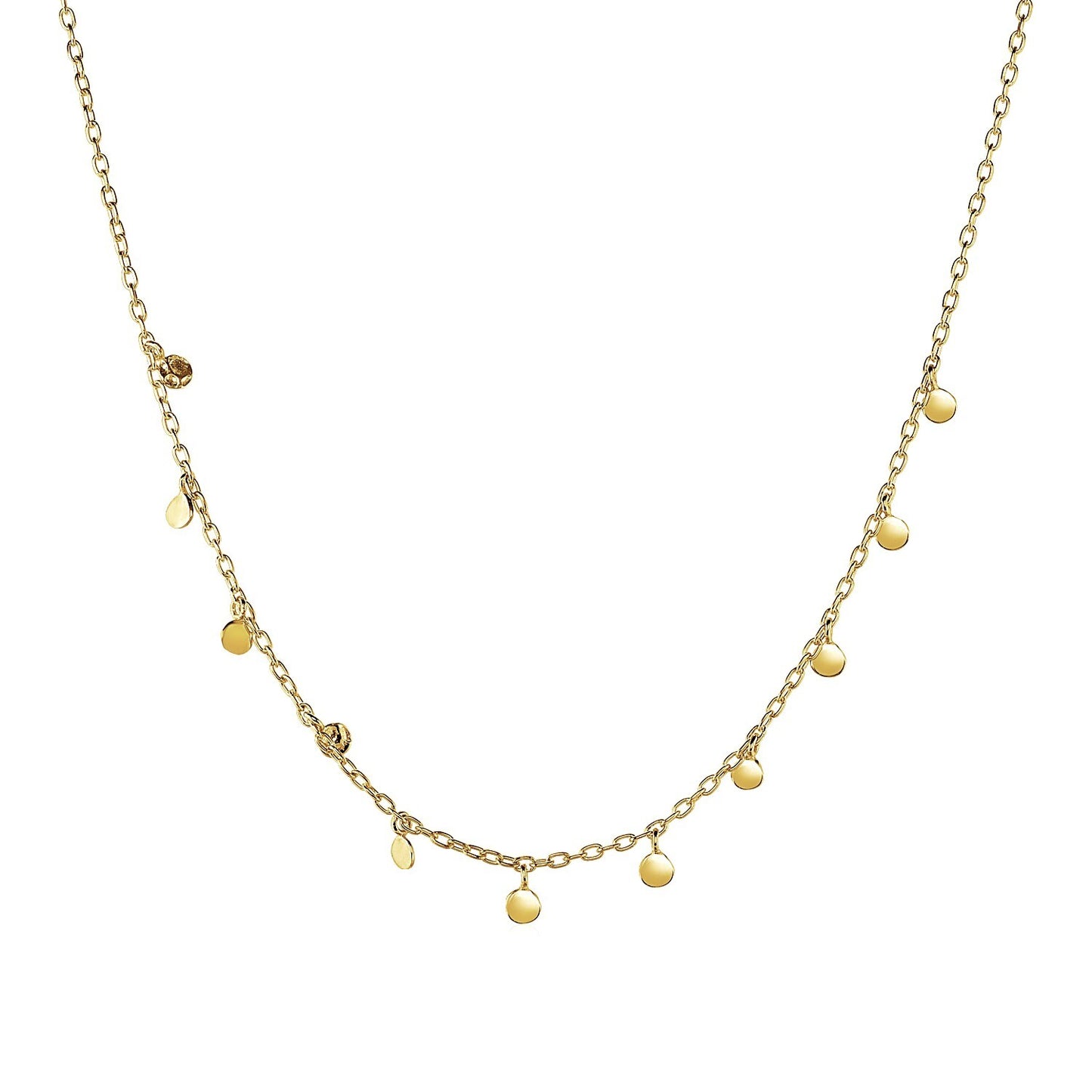 Size: 16'' - Choker Necklace with Hammered Beads in 14k Yellow Gold