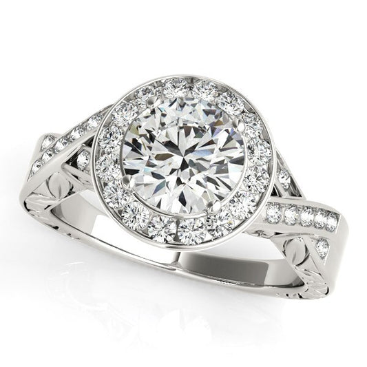 Size: 3 - Halo Set Diamond Engagement Ring in 14k White Gold (1 5/8 cttw)