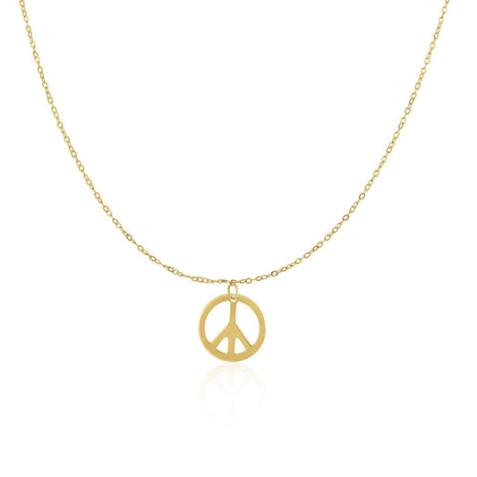 Size: 17 - 14k Yellow Gold with Peace Symbol Pendant