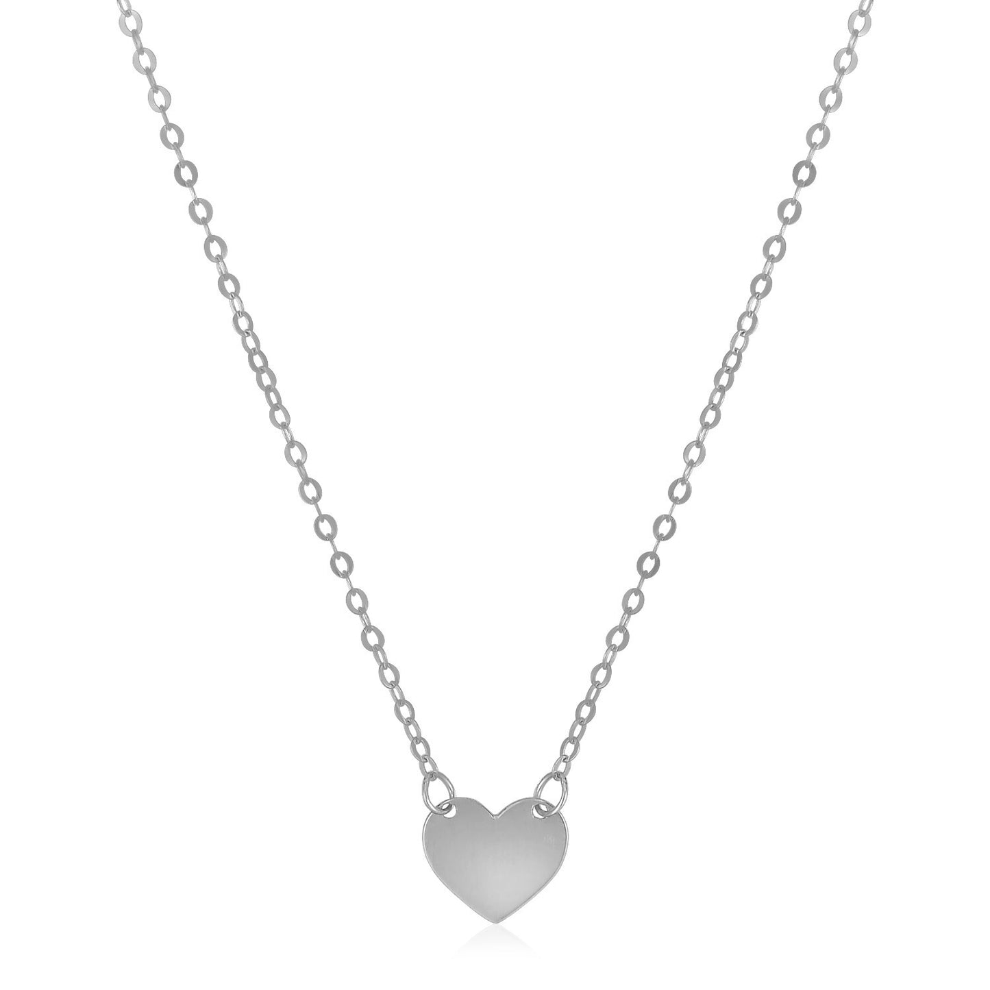 Size: 18'' - 14k White Gold Polished Mini Heart Necklace