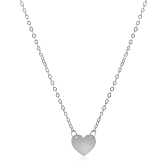 Size: 18'' - 14k White Gold Polished Mini Heart Necklace