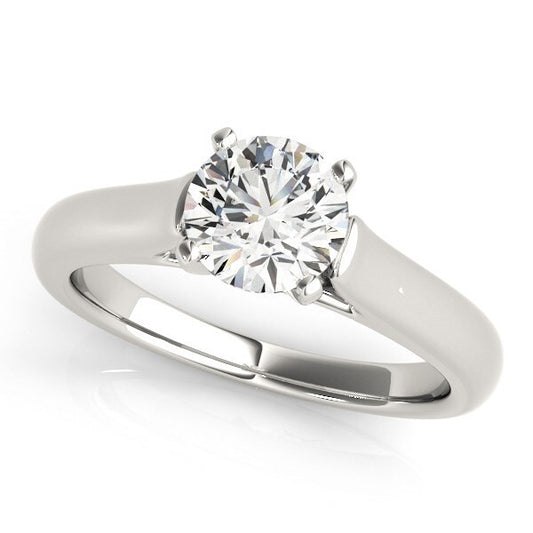 Size: 3 - 14k White Gold Cathedral Design Solitaire Diamond Engagement Ring (1 cttw)