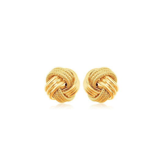 10k Yellow Gold Love Knot with Ridge Texture Earrings