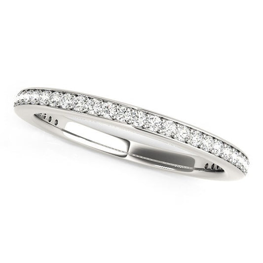 Size: 8.5 - 14k White Gold Round Diamond Wedding Ring (1/4 cttw)