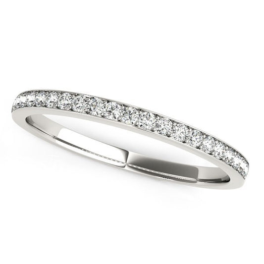 Size: 8.5 - 14k White Gold Prong Setting Round Diamond Wedding Band (1/5 cttw)