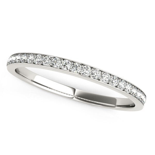 Size: 9 - 14k White Gold Prong Setting Round Diamond Wedding Band (1/5 cttw)