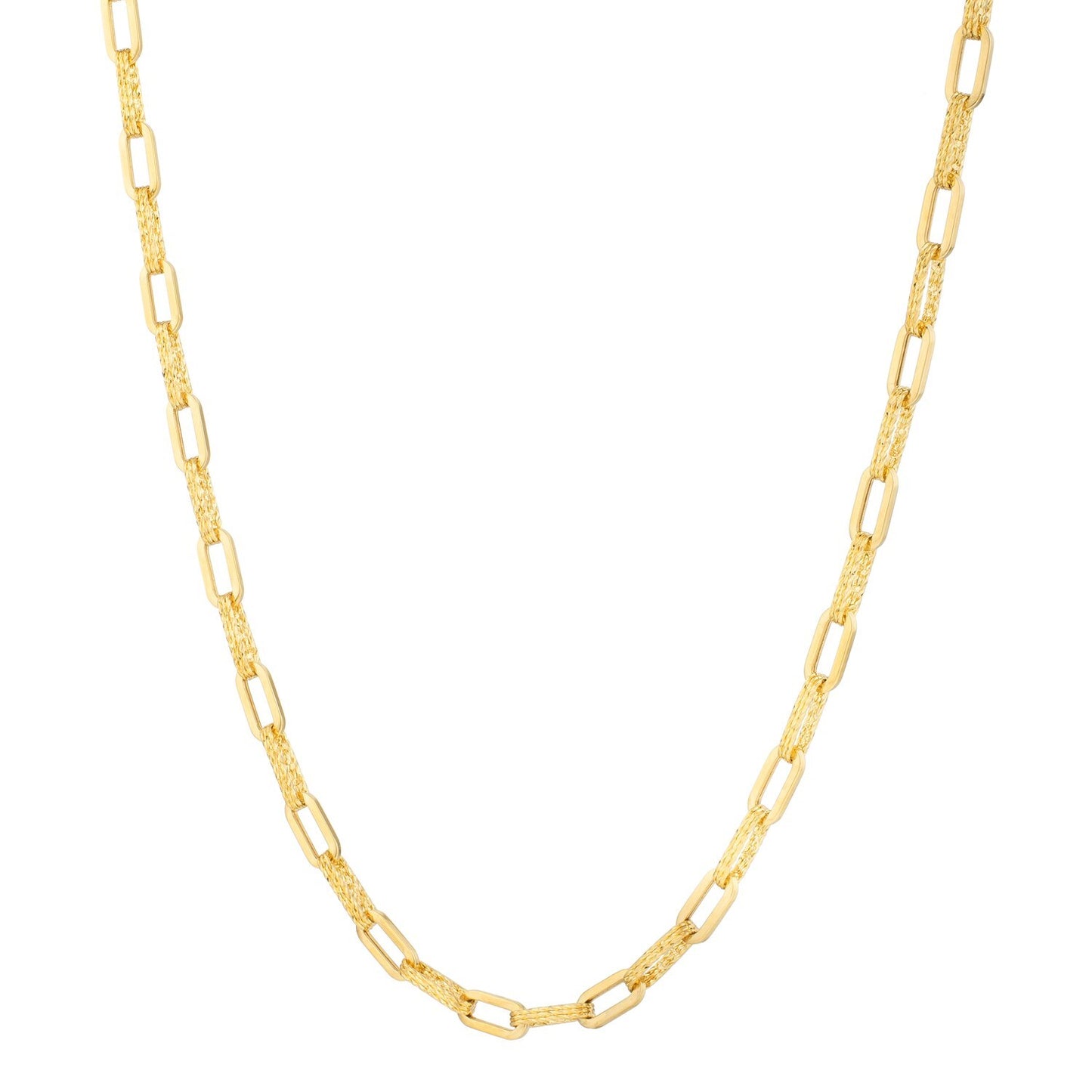 Size: 18 - 14k Yellow Gold Diamante Paperclip Chain Necklace (4.00 mm)