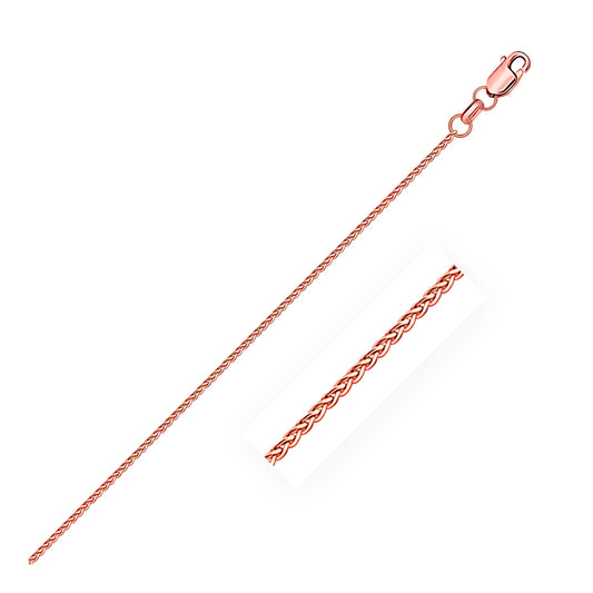 Size: 16'' - 14k Rose Gold Diamond Cut Round Wheat Chain (1.20 mm)