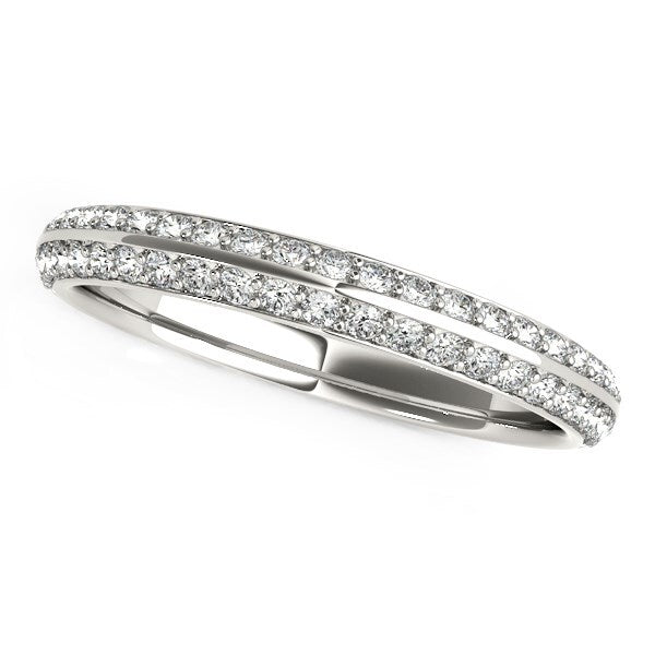 Size: 8.5 - 14k White Gold Two-Row Pave Set Diamond Wedding Band (1/4 cttw)