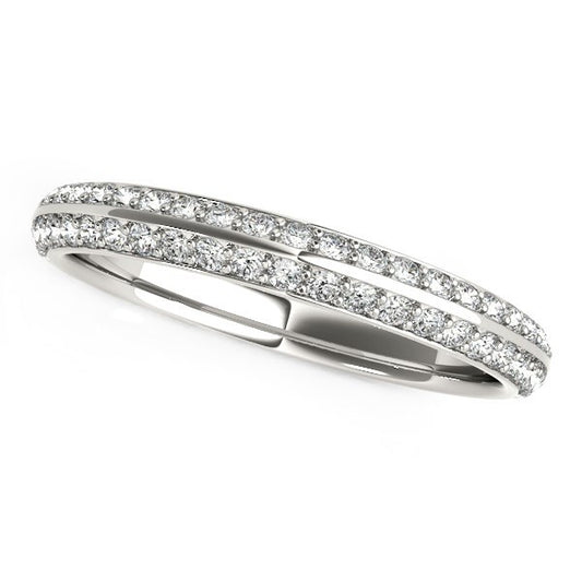 Size: 9 - 14k White Gold Two-Row Pave Set Diamond Wedding Band (1/4 cttw)