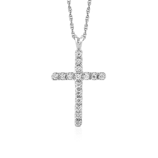 Size: 18 - Cross Pendant with Diamonds in Sterling Silver