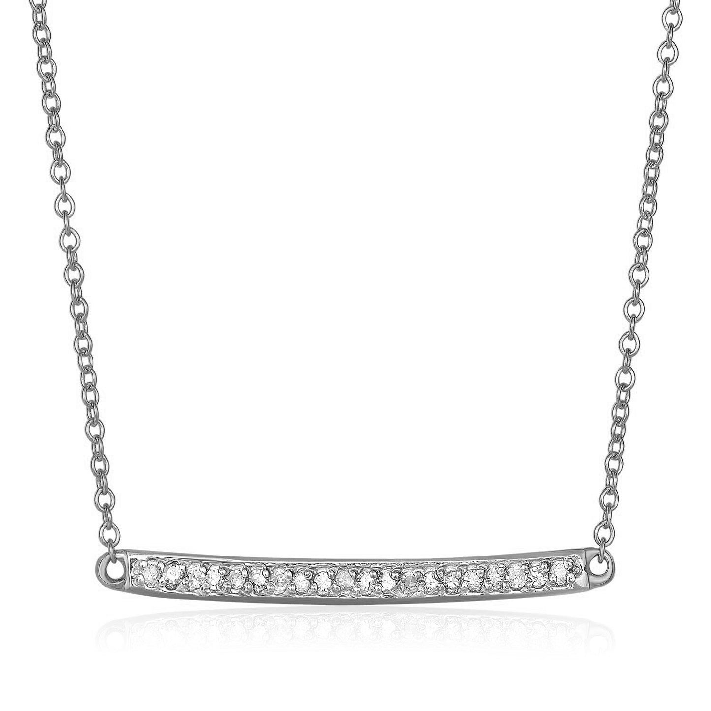 Size: 18'' - 14k White Gold Necklace with Gold and Diamond Bar (1/10 cttw)