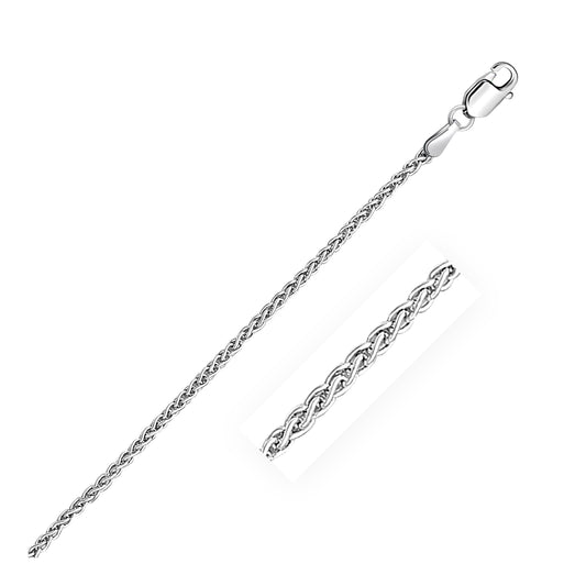 Size: 22'' - 14k White Gold Round Wheat Chain (2.10 mm)