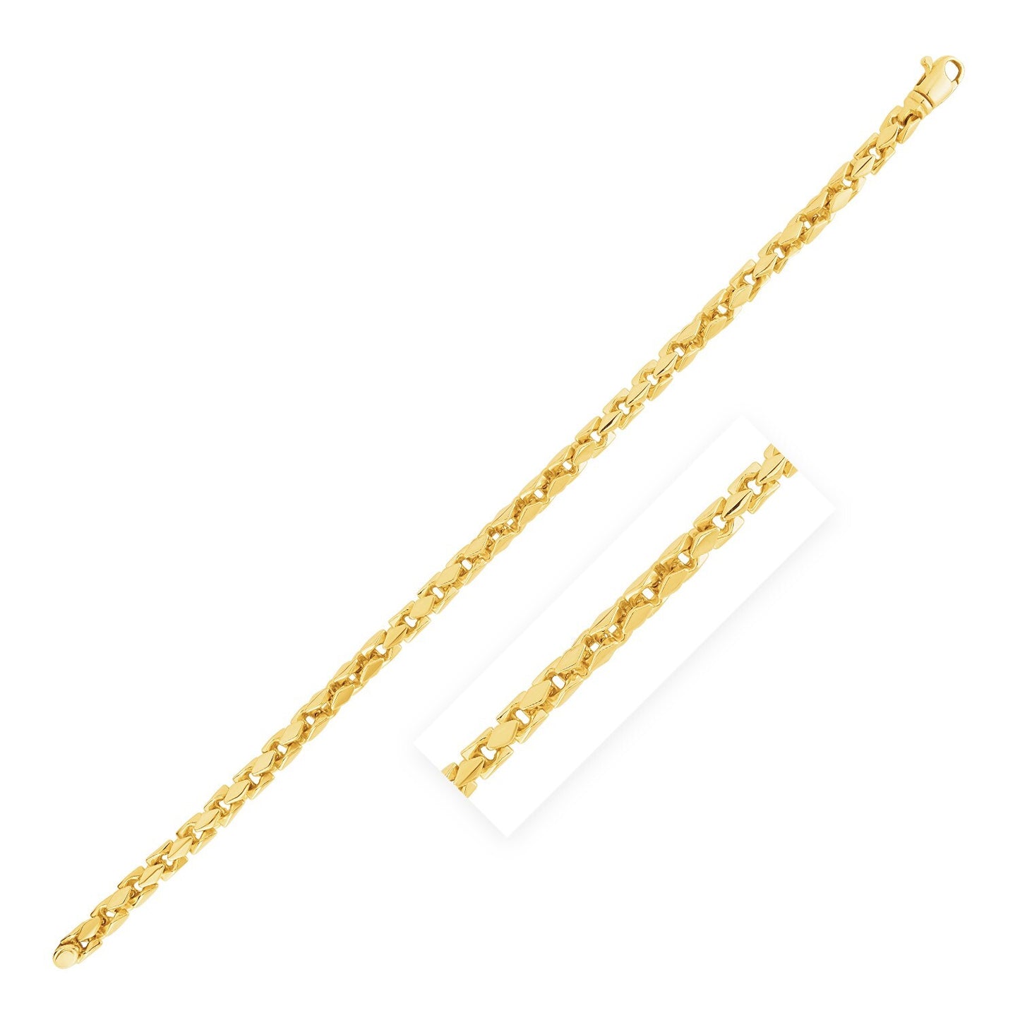 Size: 8.25'' - 14k Yellow Gold High Polish Mens Fancy Box Bracelet (5.0mm)