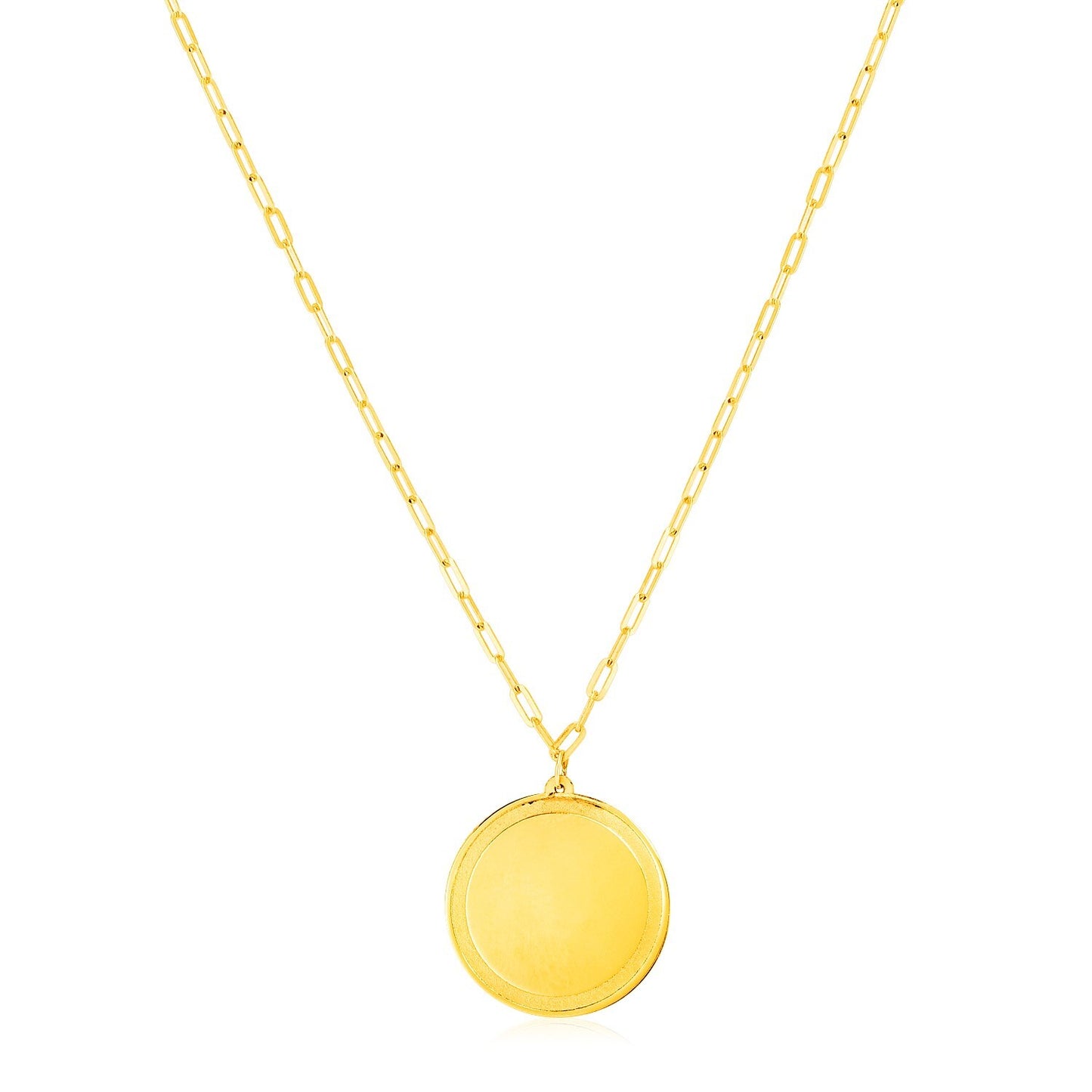 Size: 18'' - 14K Yellow Gold Round Tag Necklace