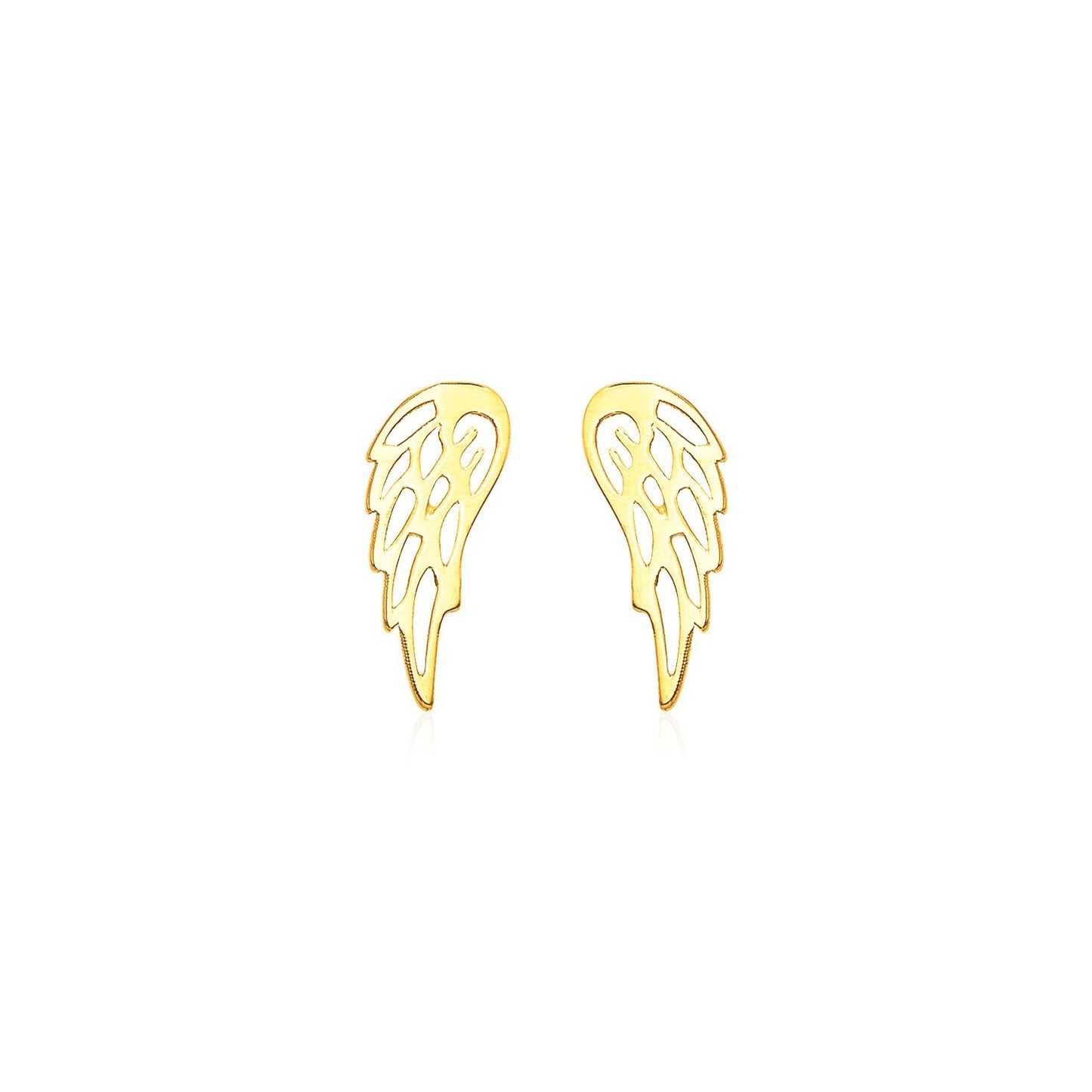 14k Yellow Gold Polished Wing Post Earrings