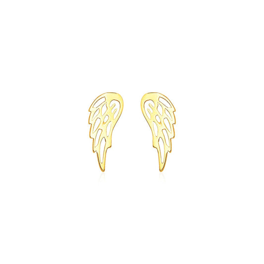 14k Yellow Gold Polished Wing Post Earrings