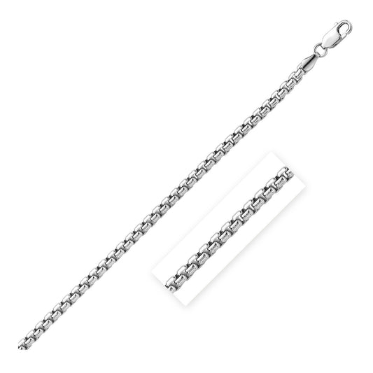 Size: 22'' - Sterling Silver Rhodium Plated Round Box Chain (4.40 mm)