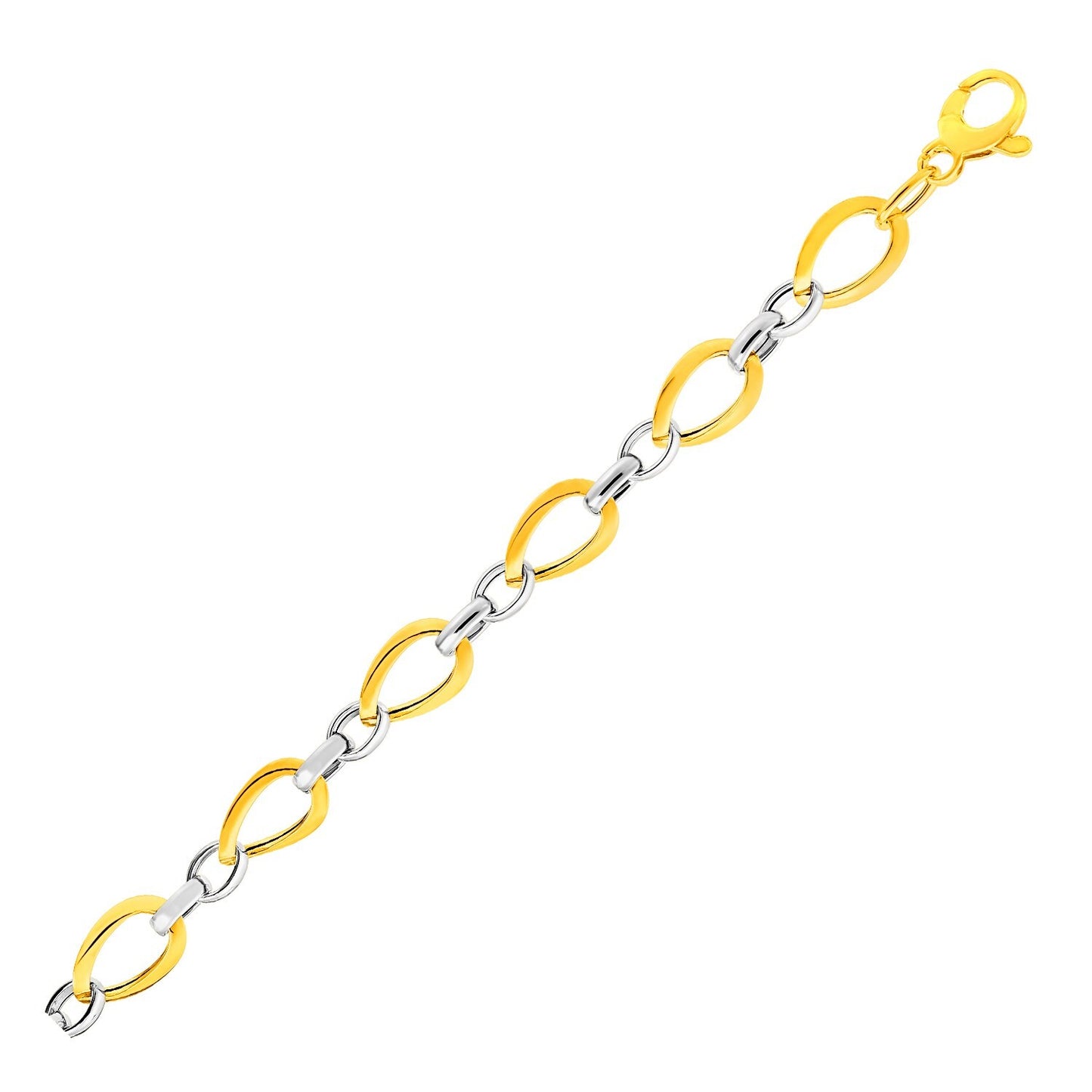 Size: 7.75'' - Twisted Oval Chain Bracelet in 14k Two Tone Gold