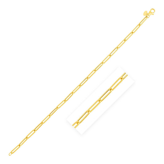 Size: 18'' - 14k Yellow Gold Textured Paperclip Chain (3.5 mm)