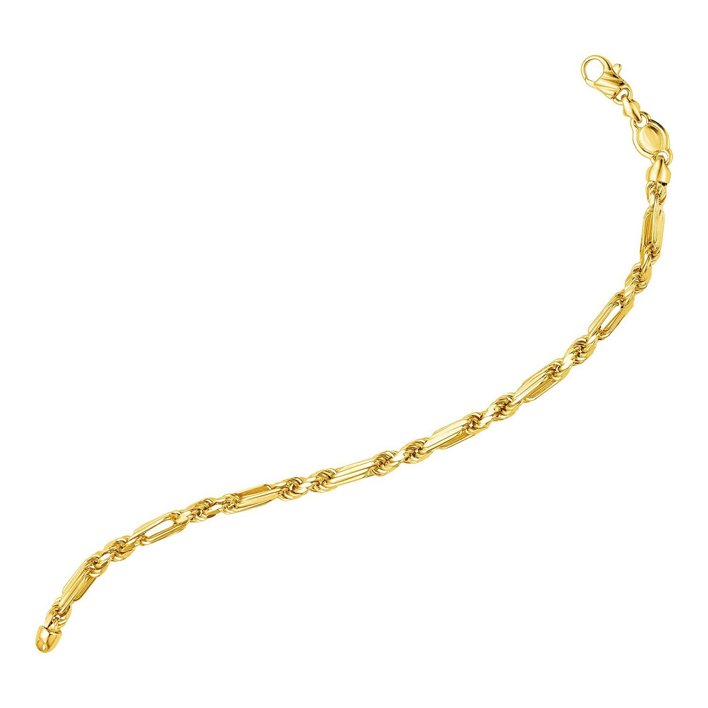 Size: 8.5'' - 14k Yellow Gold 8 1/2 inch Figaro Chain Bracelet (4.30 mm)