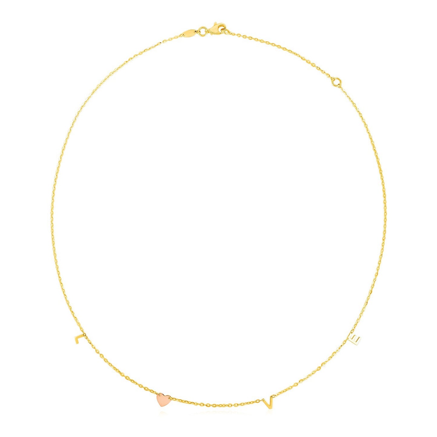 Size: 18'' - 14k Two Tone Gold Love Necklace