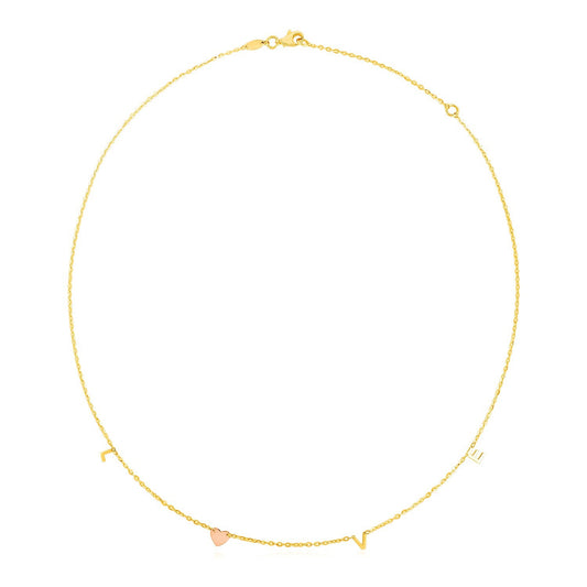 Size: 18'' - 14k Two Tone Gold Love Necklace