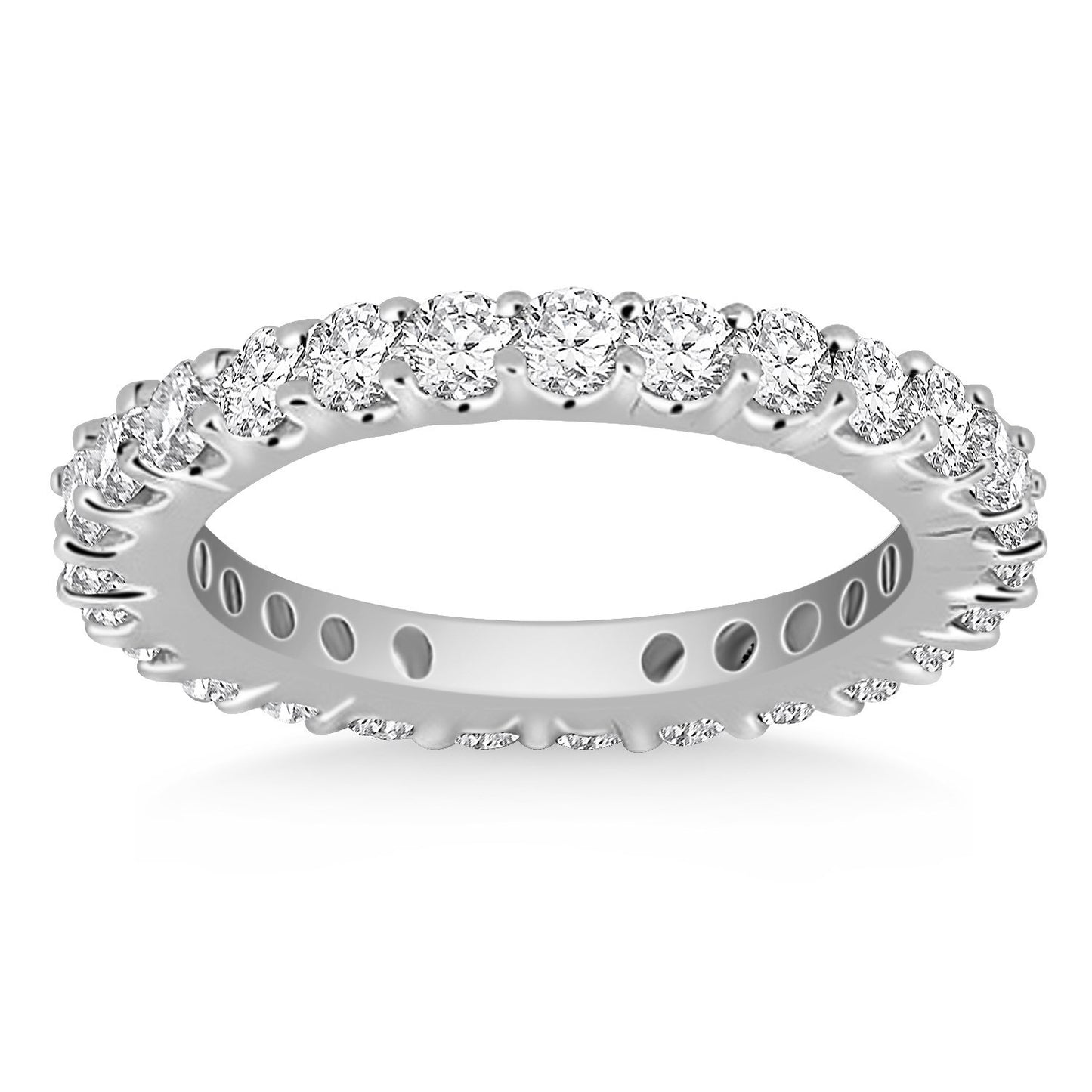 Size: 4 - 14k White Gold Common Prong Round Diamond Eternity Ring