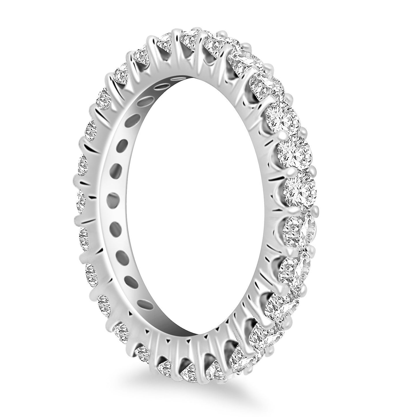 Size: 4 - 14k White Gold Common Prong Round Diamond Eternity Ring