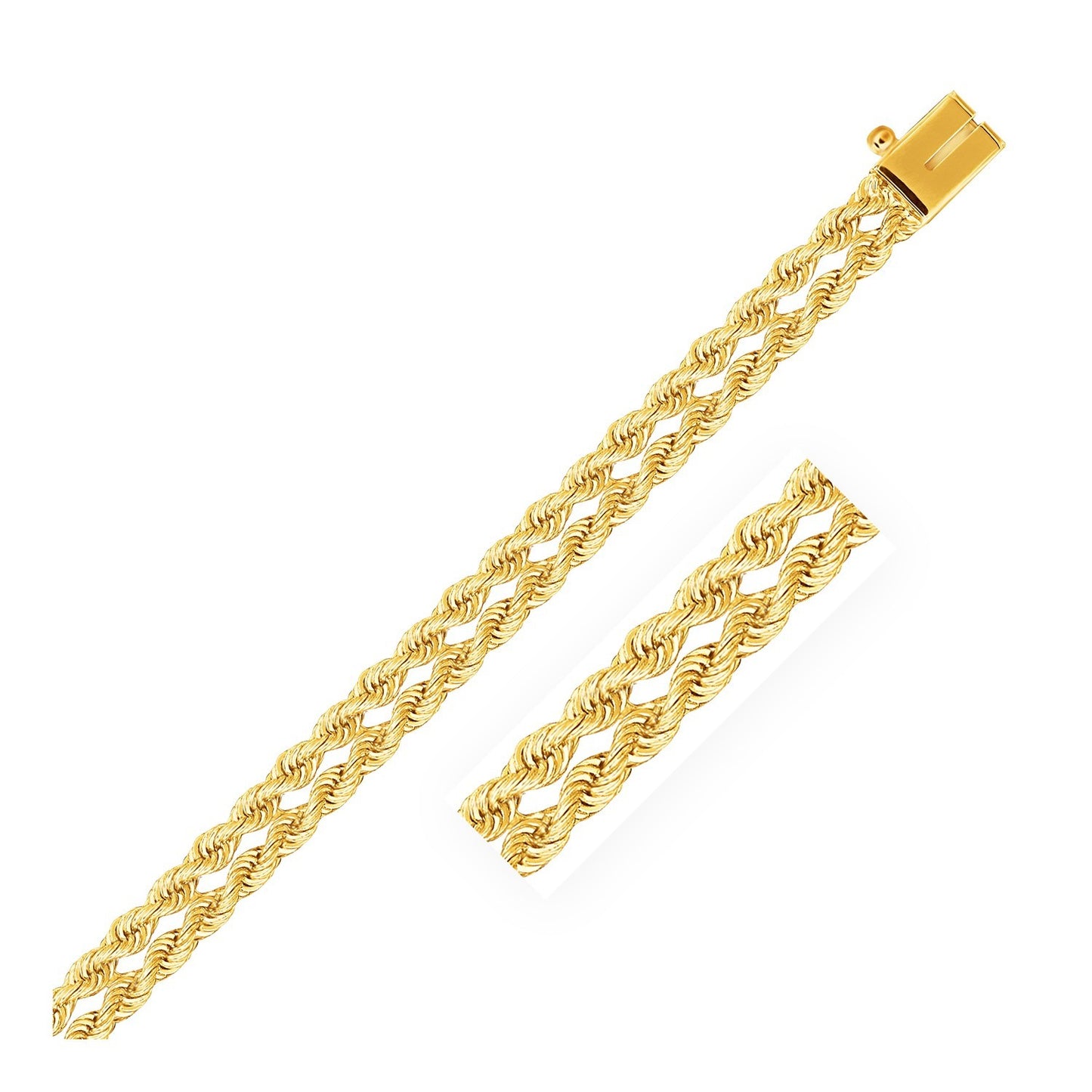 Size: 8'' - 5.0 mm 14k Yellow Gold Dual Row Rope Bracelet