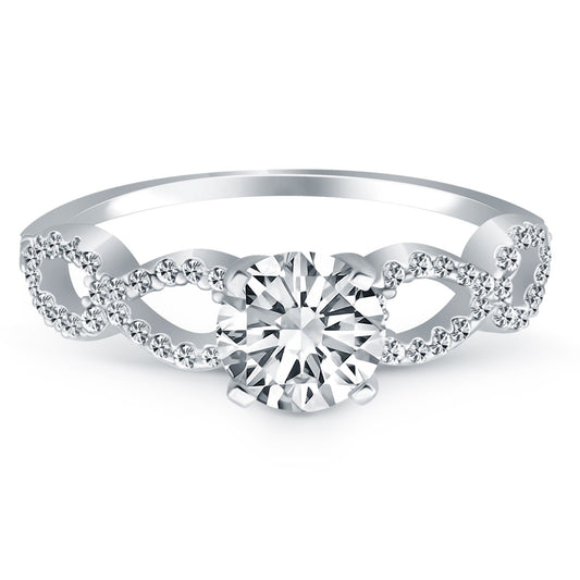 Size: 4.5 - 14k White Gold Double Infinity Diamond Engagement Ring Mounting