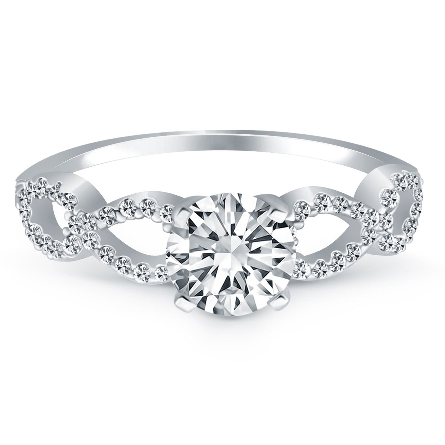 Size: 8 - 14k White Gold Double Infinity Diamond Engagement Ring Mounting