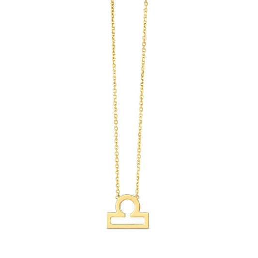 Size: 18 - 14K Yellow Gold Libra Necklace