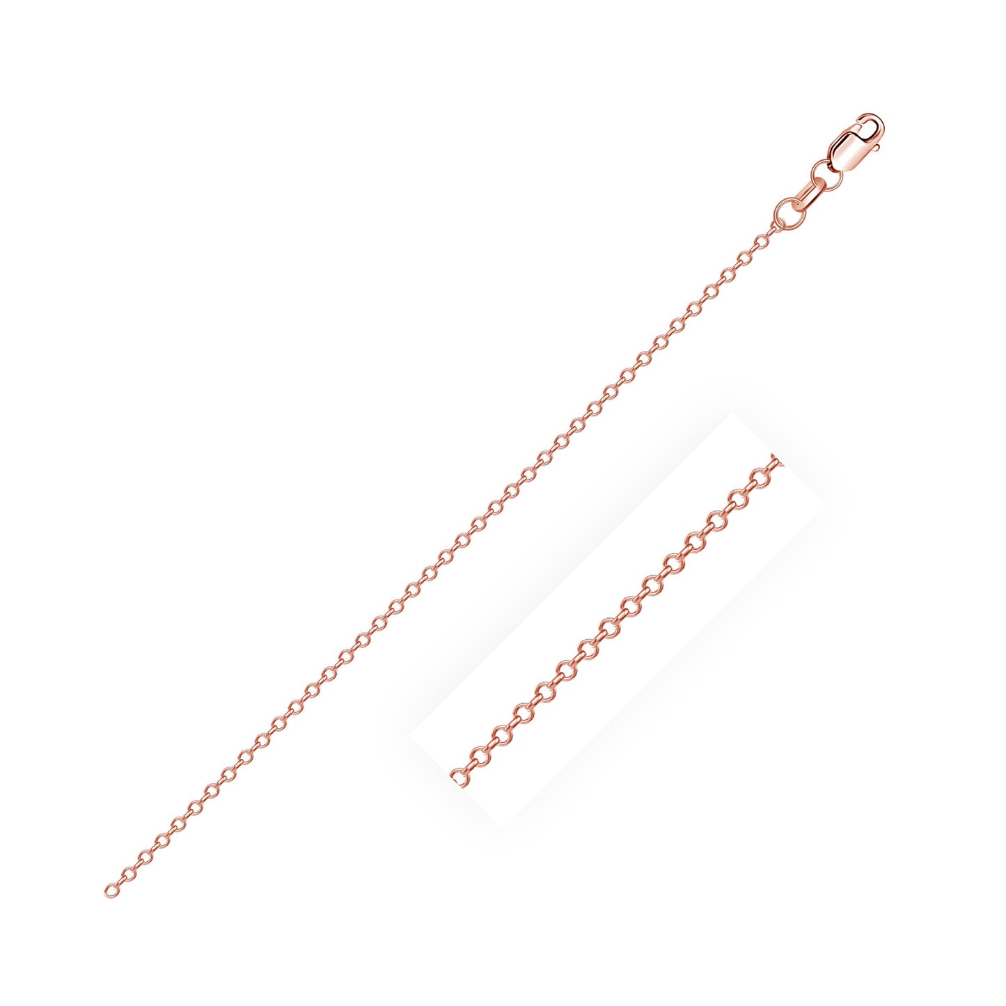 Size: 18'' - Diamond Cut Cable Link Chain in Rose Gold (0.87 mm)