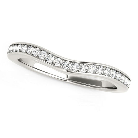 Size: 8.5 - 14k White Gold Curved Diamond Wedding Band (1/6 cttw)