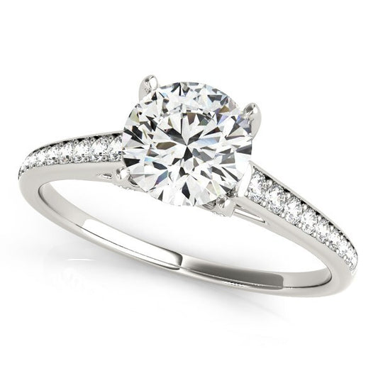 Size: 8.5 - 14k White Gold Diamond Engagement Ring With Cathedral Design (1 1/3 cttw)