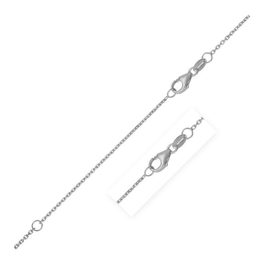 Size: 18 - Double Extendable Diamond Cut Cable Chain in White Gold (0.87 mm)