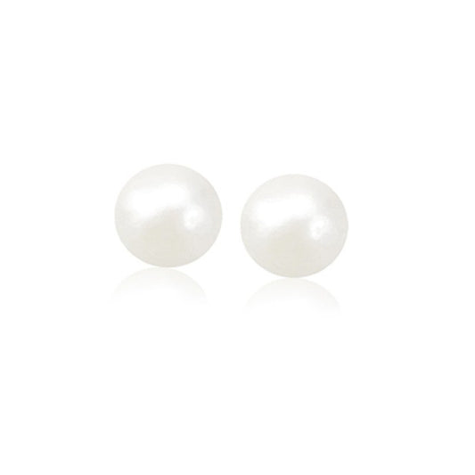 14k Yellow Gold Freshwater Cultured White Pearl Stud Earrings (8mm)