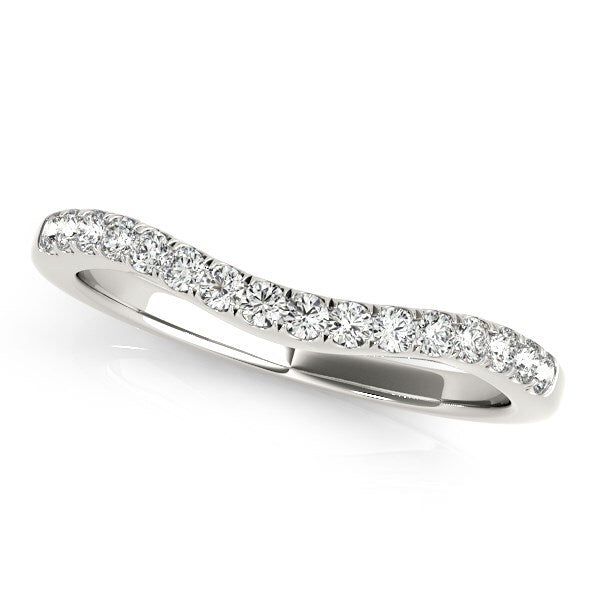 Size: 8.5 - 14k White Gold Curvy Style Pave Set Diamond Wedding Band (1/5 cttw)