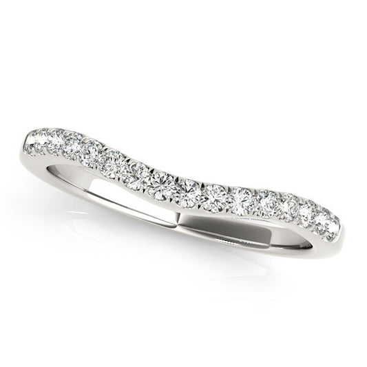 Size: 8.5 - 14k White Gold Curvy Style Pave Set Diamond Wedding Band (1/5 cttw)