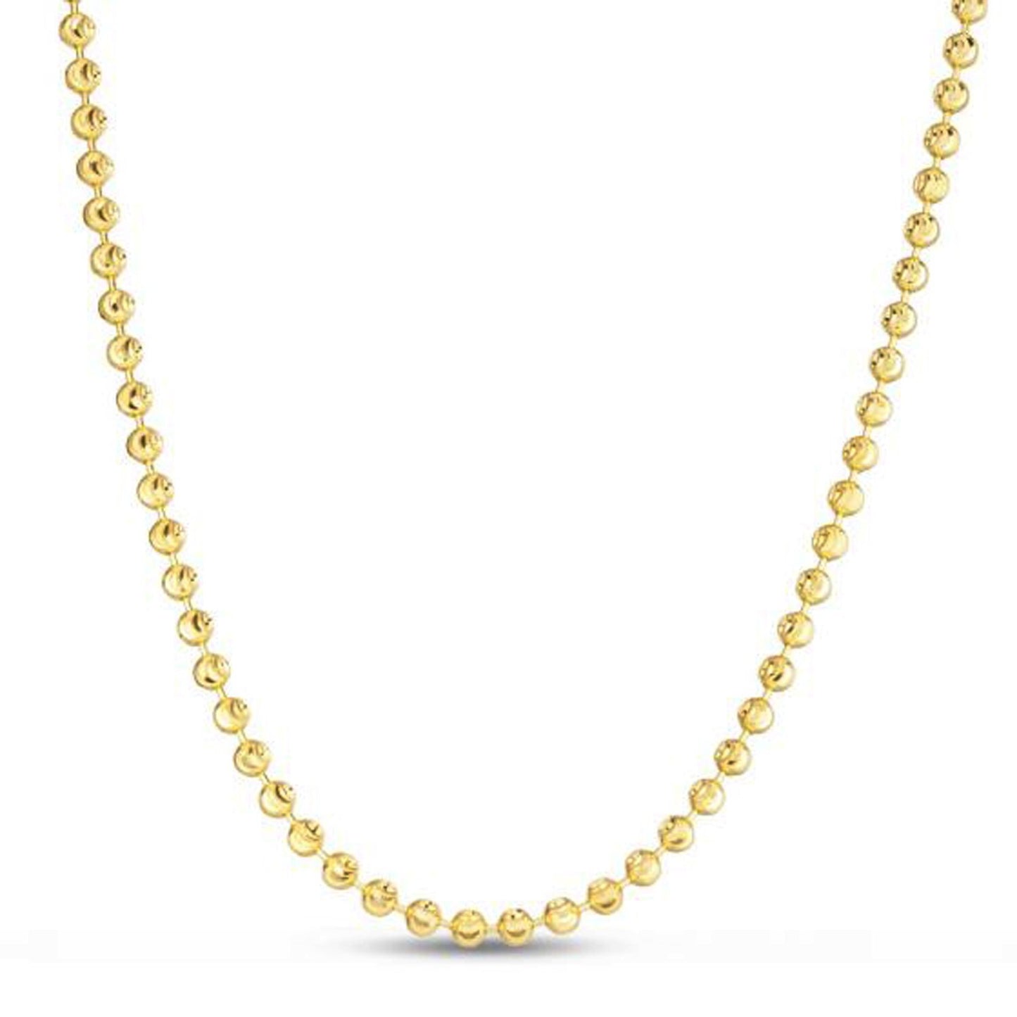 Size: 24 - Moon Cut Bead Chain in 14k Yellow Gold (4.00 mm)