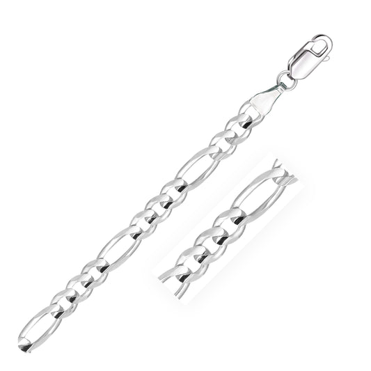 Size: 22'' - 14k White Gold Solid Figaro Chain (6.00 mm)