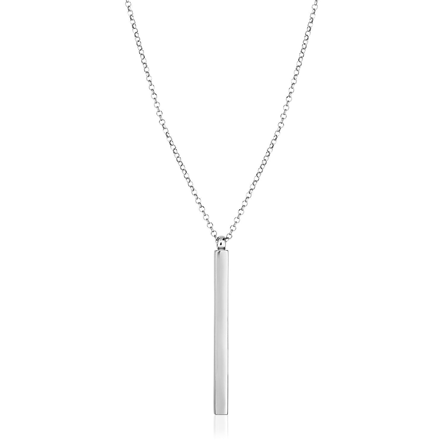 Size: 24'' - Sterling Silver 24 inch Necklace with Long Polished Bar Pendant