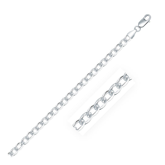 Size: 20'' - Rhodium Plated Sterling Silver Curb Style Chain (4.70 mm)