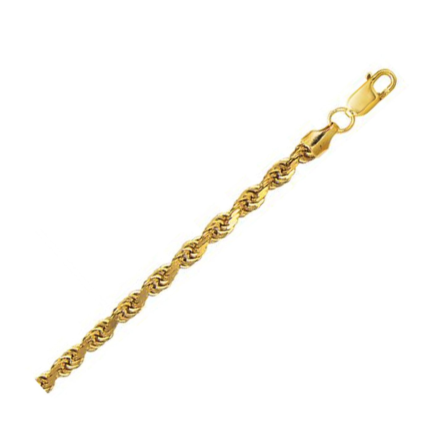 Size: 20 - 10K Yellow Gold Hollow Diamond Cut Rope Chain (5.00 mm)