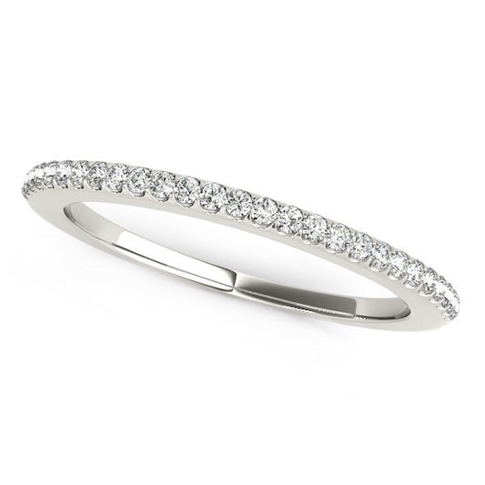 Size: 3 - 14k White Gold Pave Scallop Setting Diamond Wedding Band (1/8 cttw)