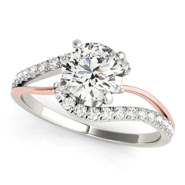 Size: 8.5 - 14k White And Rose Gold Bypass Shank Diamond Engagement Ring (1 1/3 cttw)