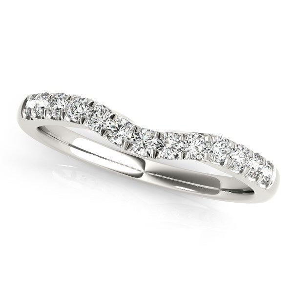 Size: 8.5 - 14k White Gold Diamond Curved Design Wedding Band (1/4 cttw)