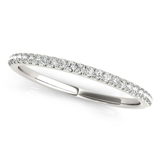 Size: 8.5 - 14k White Gold Round Diamond Pave Set Wedding Band (1/8 cttw)